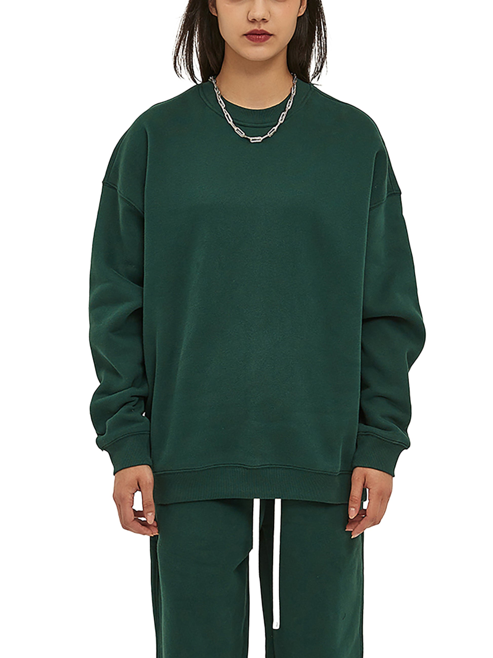 ODMPOD fleeced sweatshirt showing a cozy, soft fleece interior and a stylish, casual fit in a neutral color.