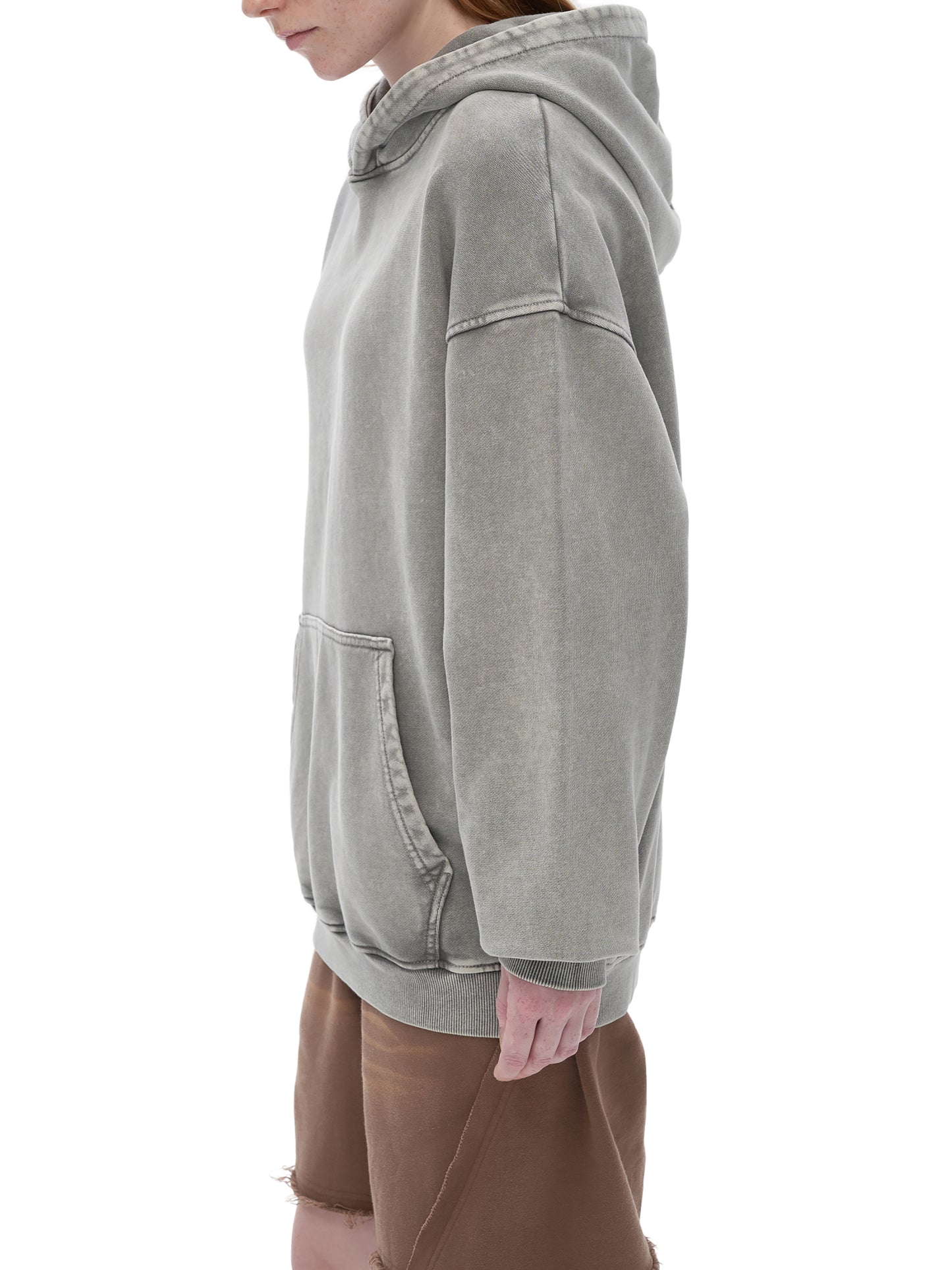 ODMPOD Snow Washed Loose Cotton Hoodie shown in a relaxed fit with a soft, washed cotton fabric and casual style.