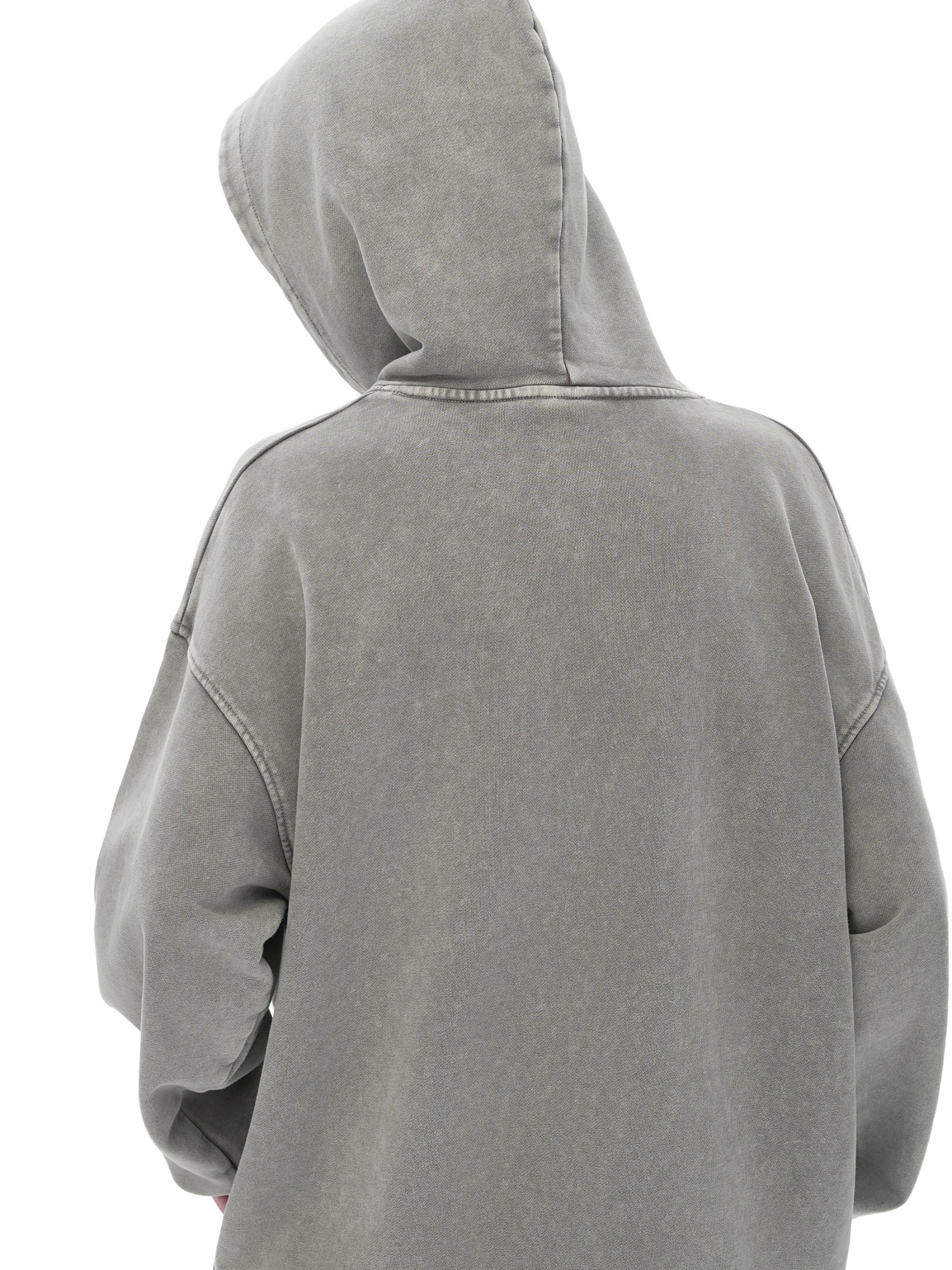ODMPOD Snow Washed Loose Cotton Hoodie showing a relaxed fit, soft fabric, and casual style in a neutral color.