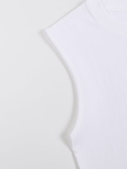 Men's sleeveless cotton tank top by ODMPOD, featuring a classic fit and ribbed neckline, shown in a close-up front view.