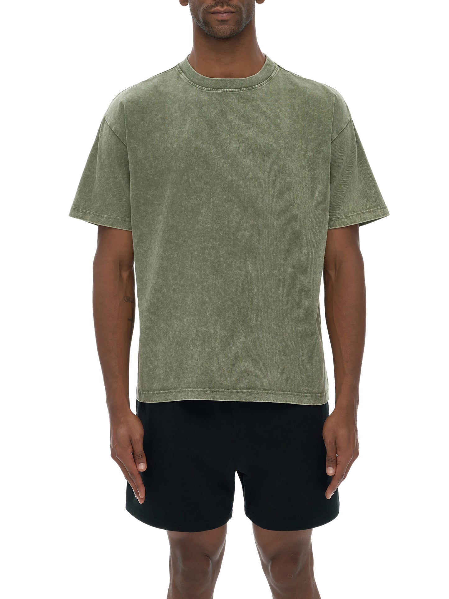 Snow Washed Heavyweight Oversize T-Shirt by ODMPOD, showing a relaxed fit with a soft, textured fabric and casual style.
