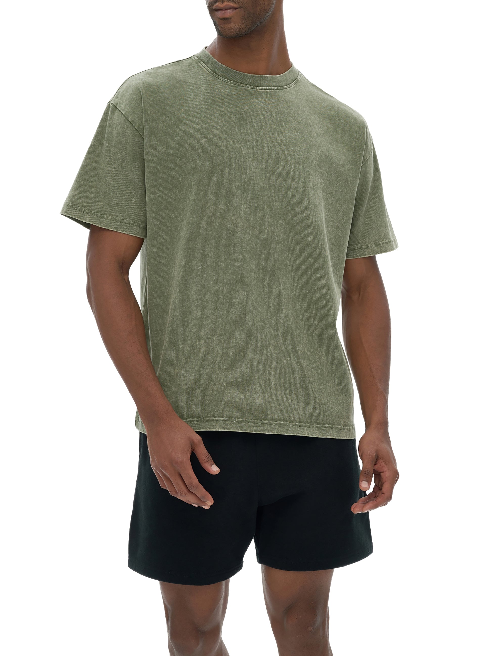 ODMPOD Snow Washed Heavyweight Oversize T-Shirt, front view showing soft fabric and relaxed fit in a neutral color