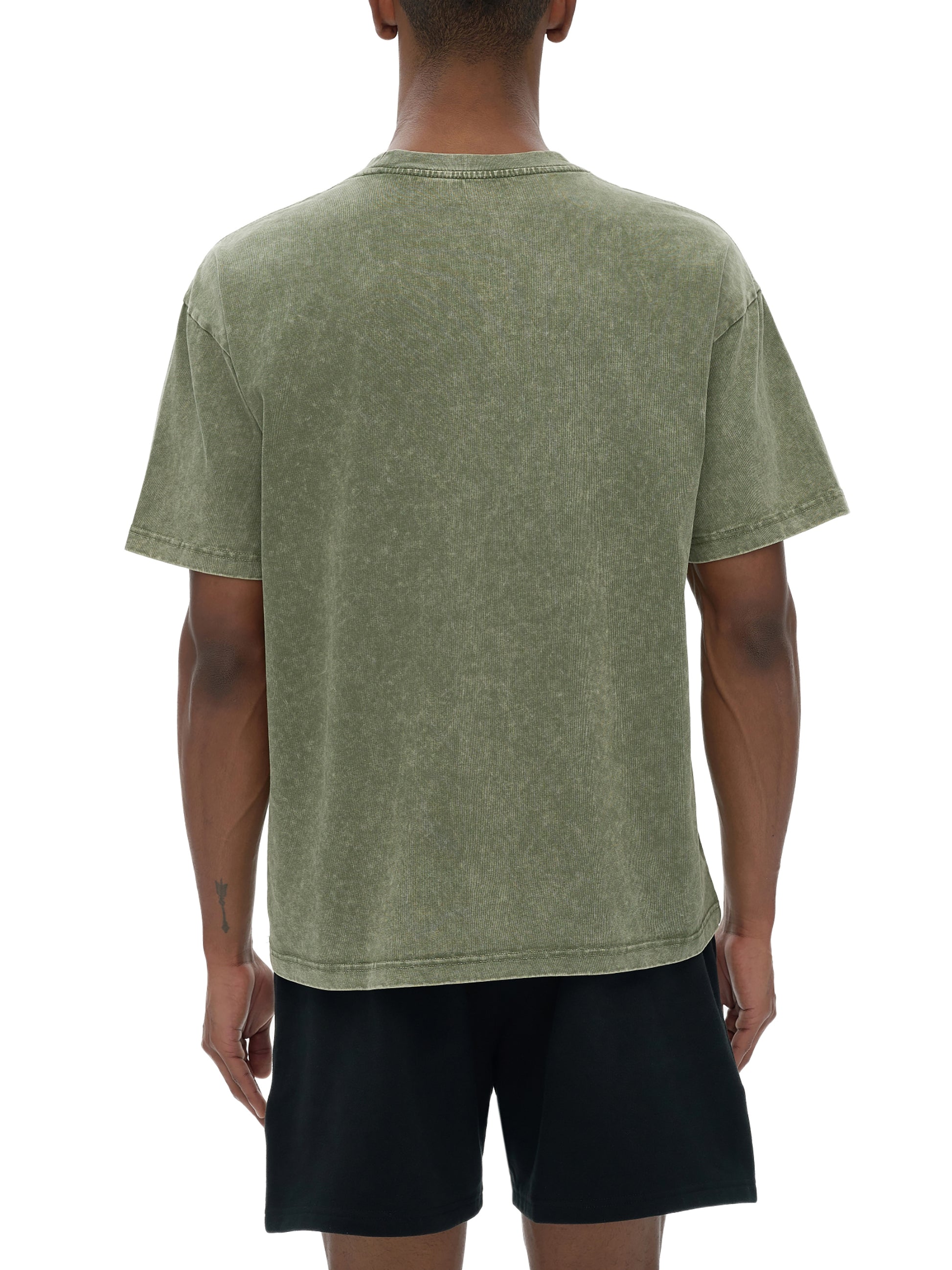 ODMPOD Snow Washed Heavyweight Oversize T-Shirt in soft fabric, featuring a relaxed fit and casual style, shown on a mannequin.