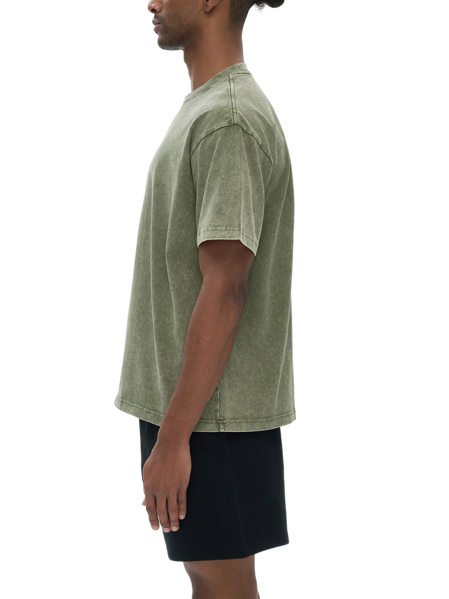 Snow Washed Heavyweight Oversize T-Shirt by ODMPOD, showing a close-up of the soft, oversized fit with snow washed fabric detail.