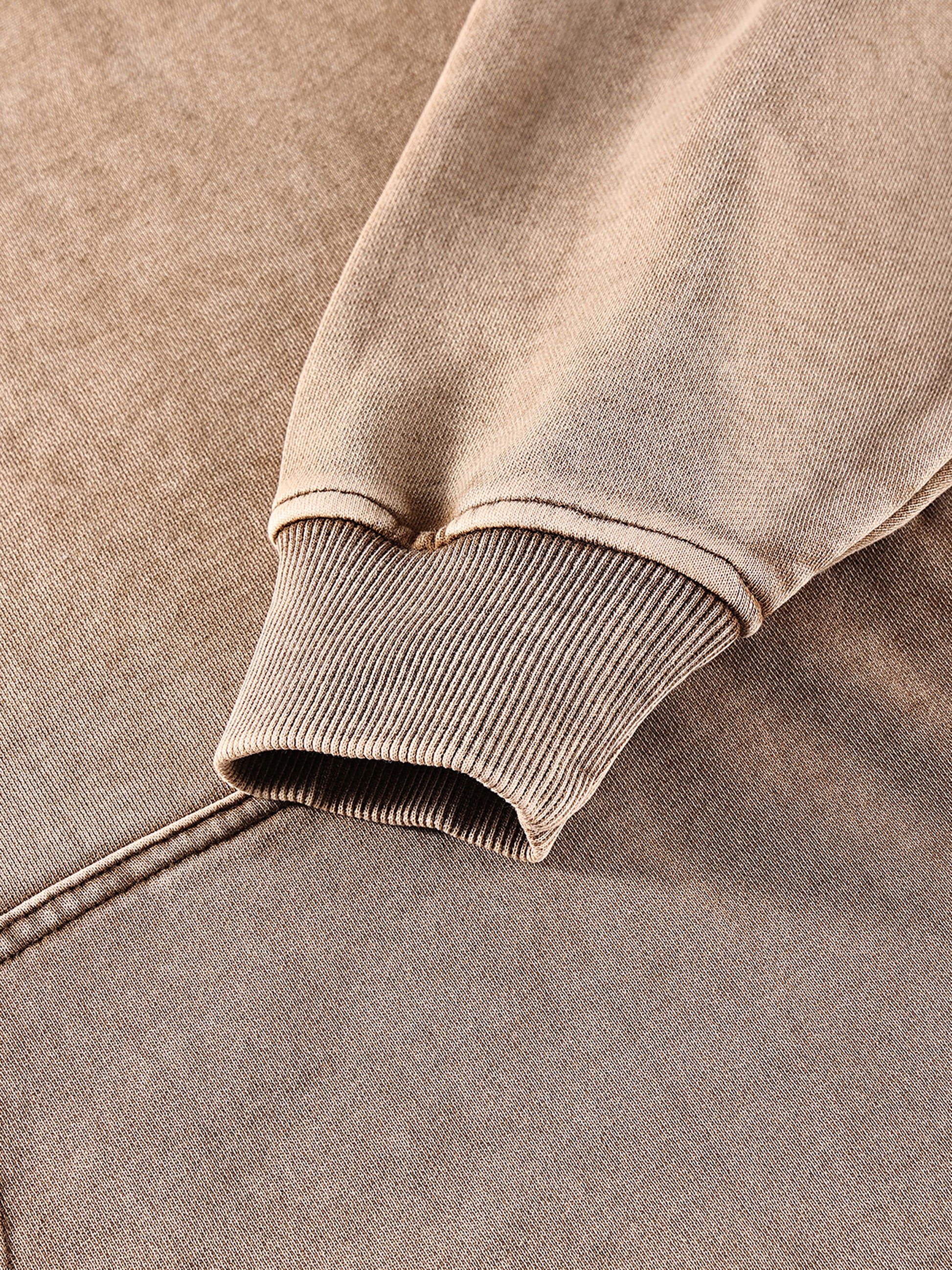 ODMPOD snow washed loose cotton hoodie, soft fabric with a relaxed fit, showcasing the casual style and cozy design.