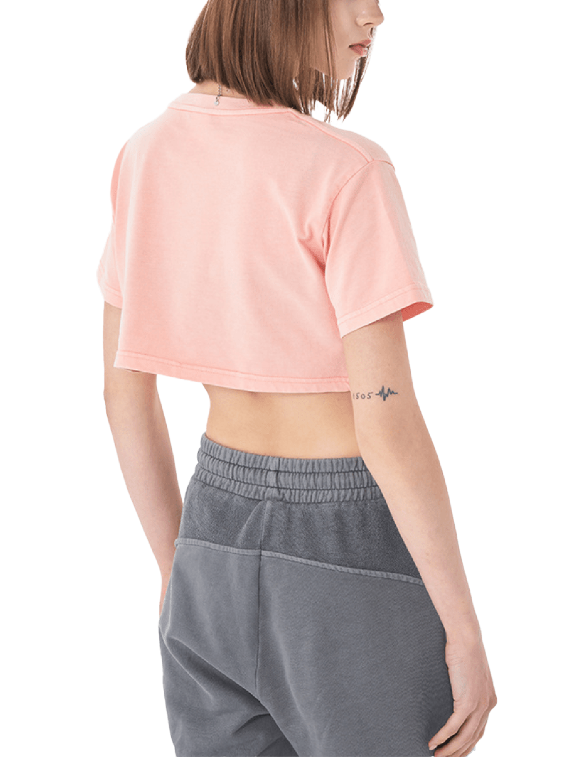 Snow Washed Crop Top t-shirt by ODMPOD, featuring a relaxed fit with soft, faded snow wash fabric and short sleeves.