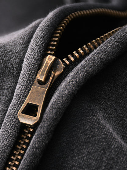 ODMPOD Zip-Through Boxy Fleece Hoodie, front view showing cozy fleece fabric, zip-up closure, and relaxed fit.