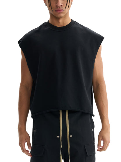 ODMPOD French Terry Boxy Tank Top, sleeveless casual top in soft fabric, shown on a model with a relaxed fit.