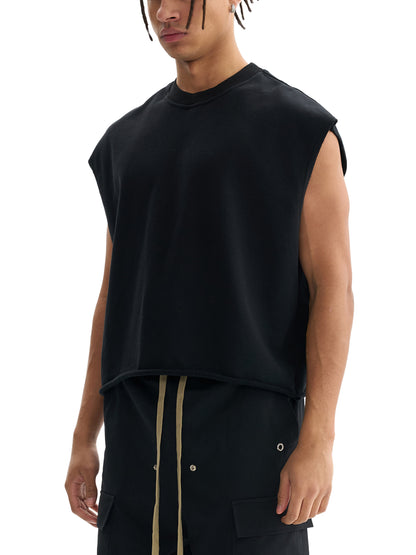 ODMPOD French Terry Boxy Tank Top, soft fabric, relaxed fit, sleeveless design, casual style, in neutral color