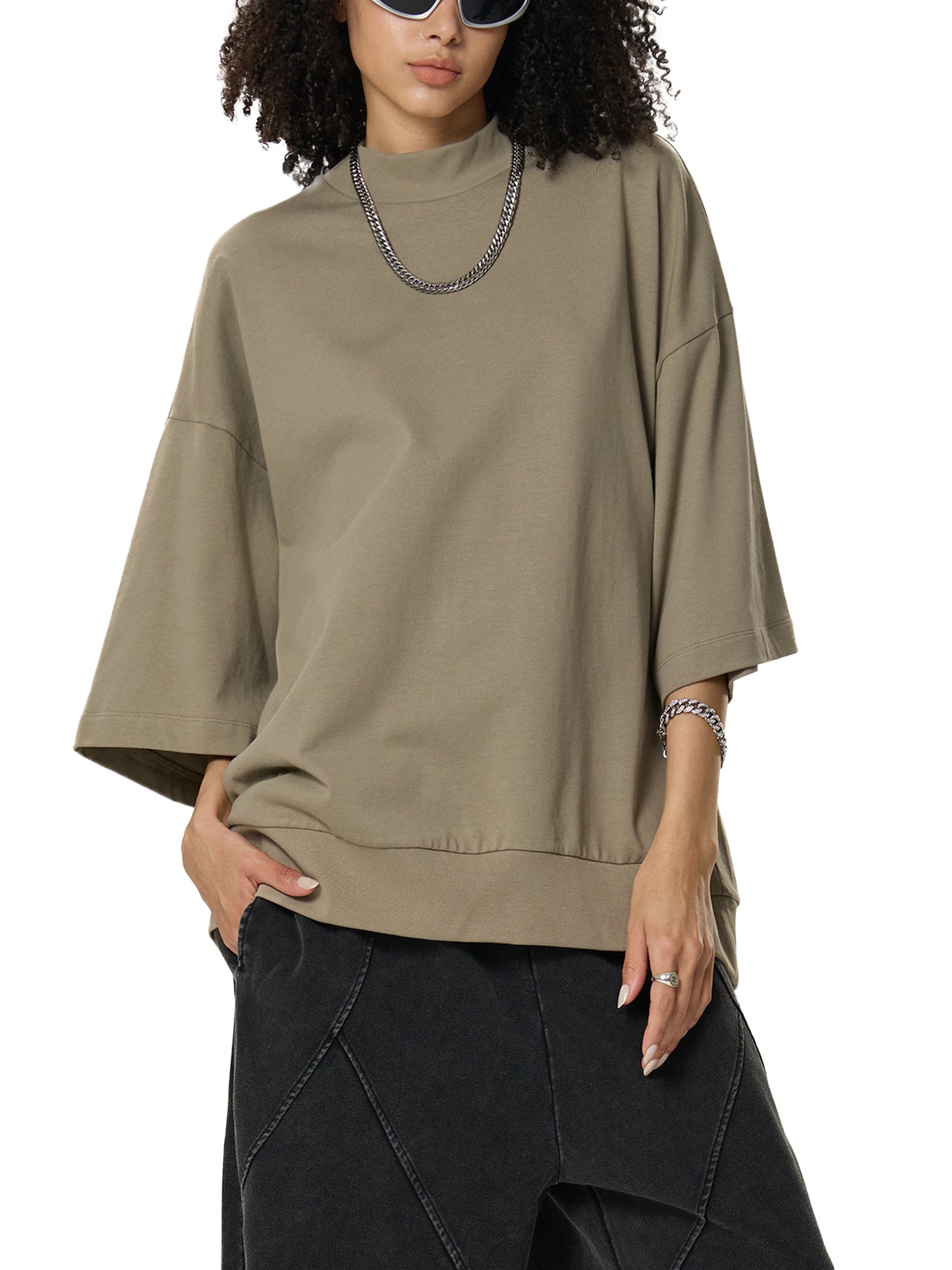 Heavyweight Oversized Mock Neck T-shirt