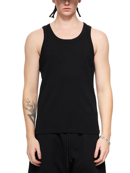 Odmpod Essential Performance Tank Top, sleeveless athletic tank in black with breathable fabric and fitted design.