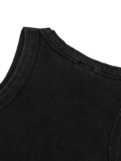 Light blue Snow Washed Tank Top by ODMPOD, featuring sleeveless design and relaxed fit, displayed on a hanger.