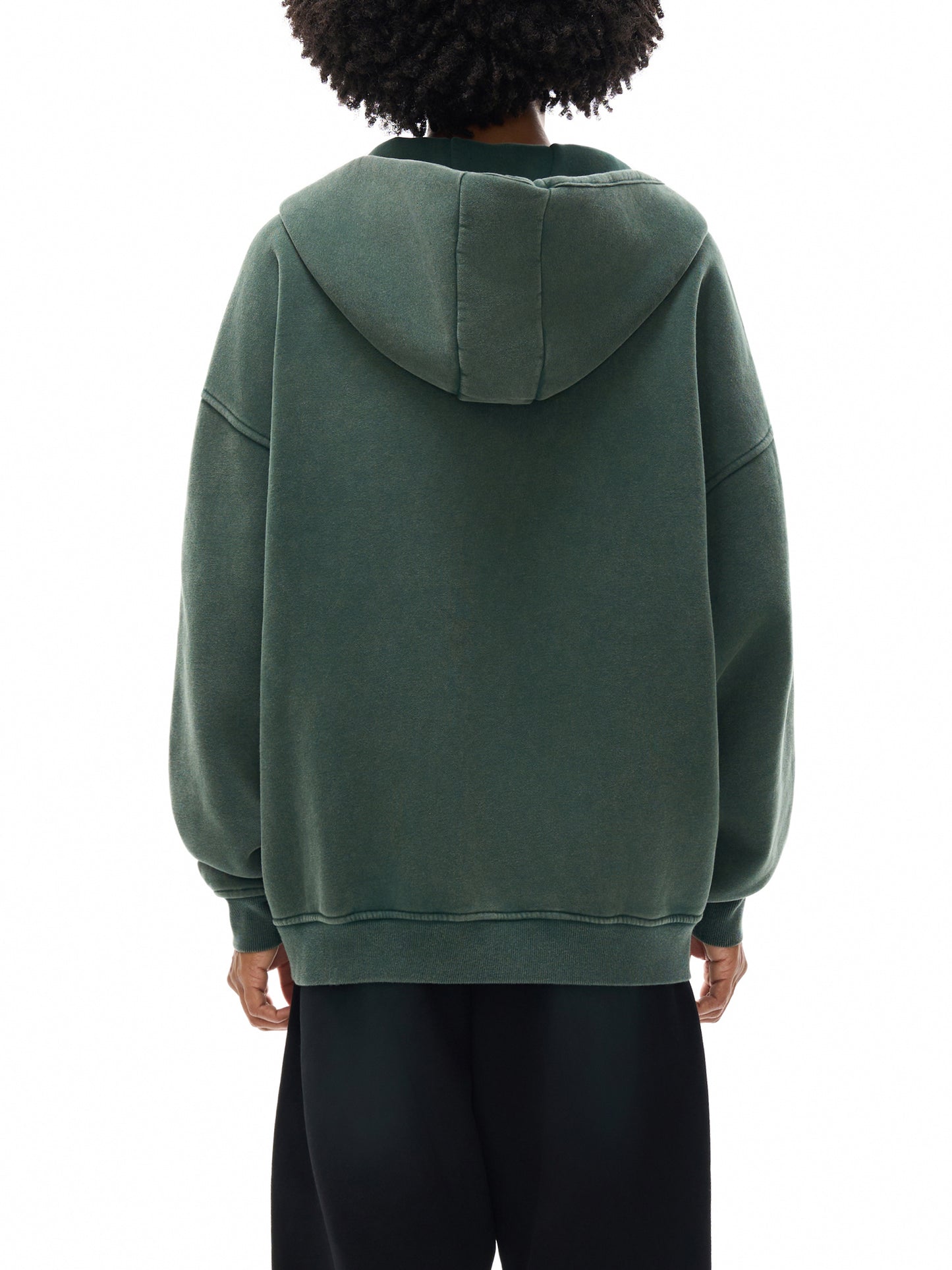 Snow Washed Zip-Through Fleece Hoodie