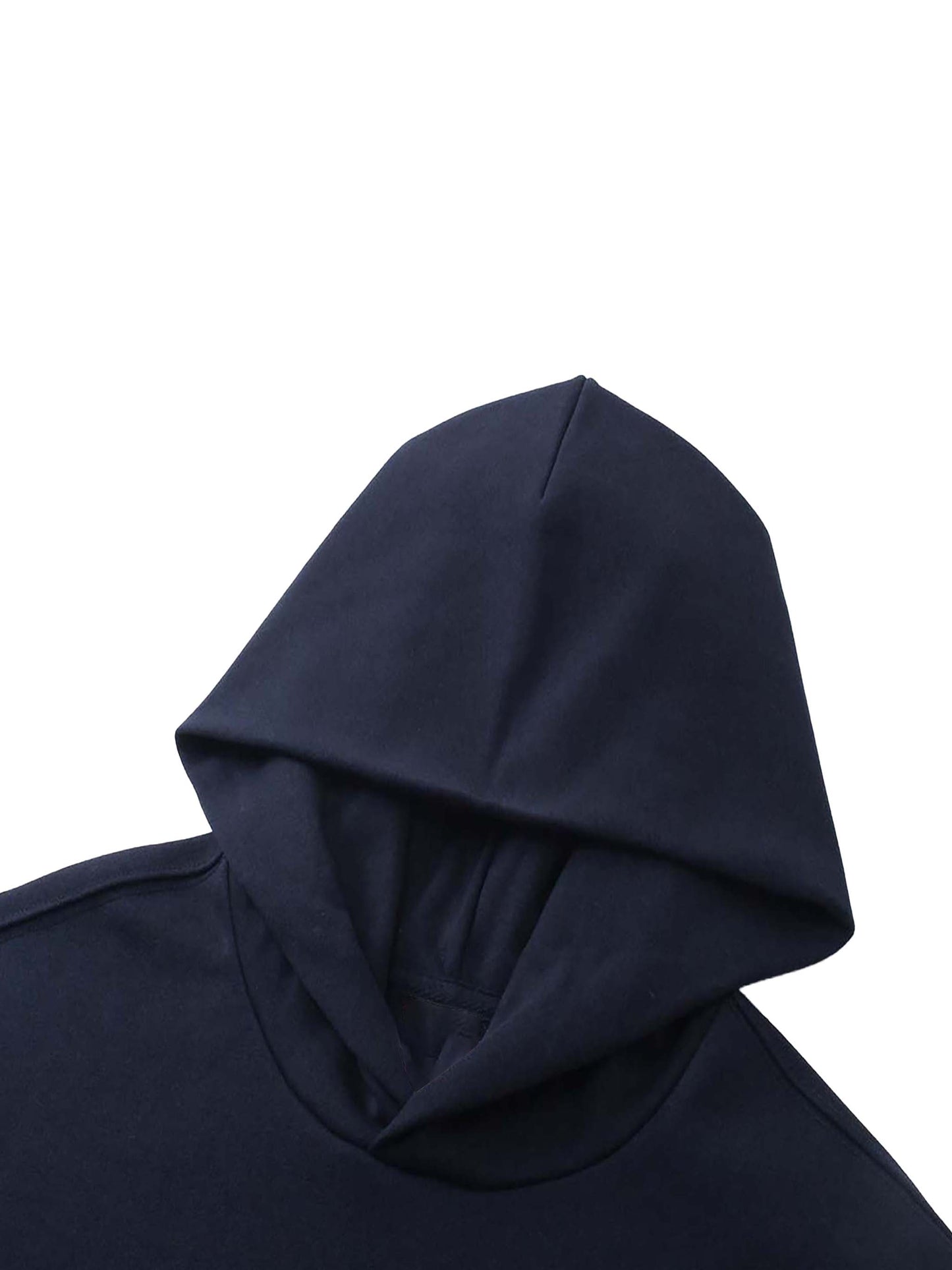 ODMPOD Essential Heavyweight Hoodie in gray, showing front view with hood, cuffs, and soft fabric texture.