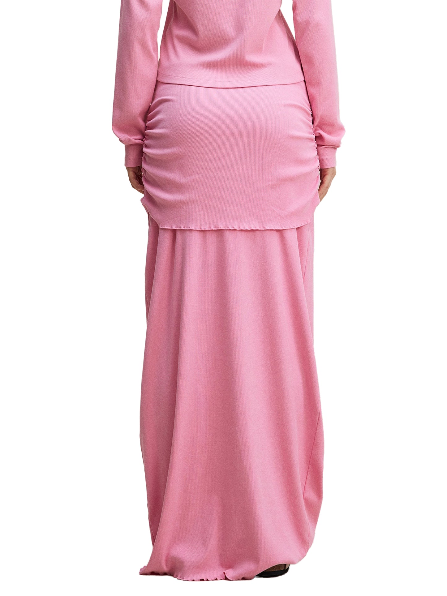 Dyed Washed Straight Hip-Hugging Slim Maxi Skirt