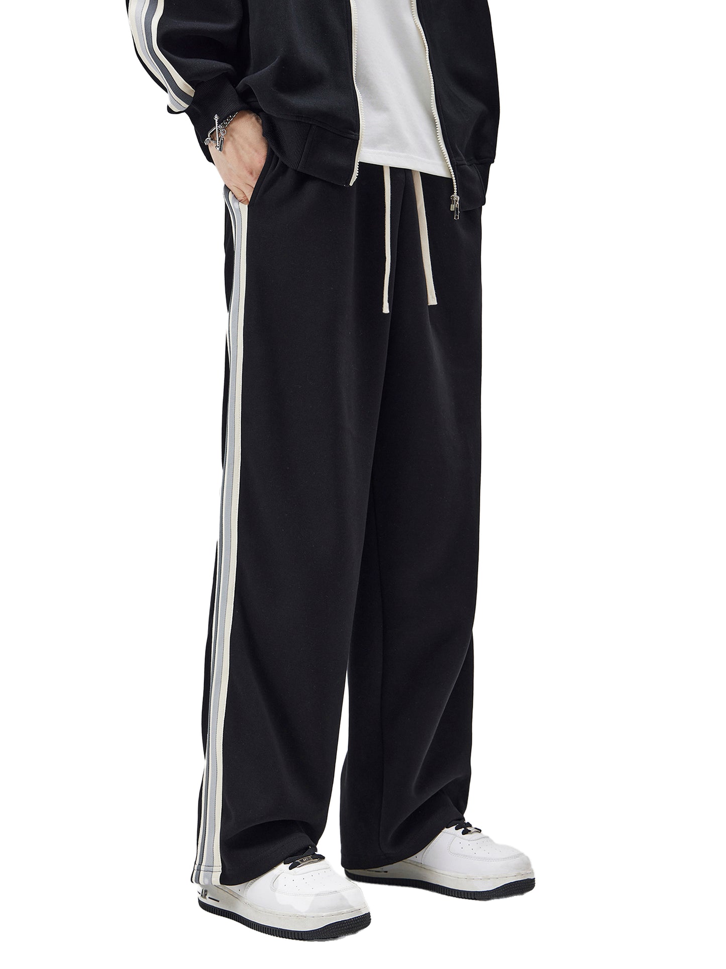 Contrast Side-Stripe Straight-Leg  Pants