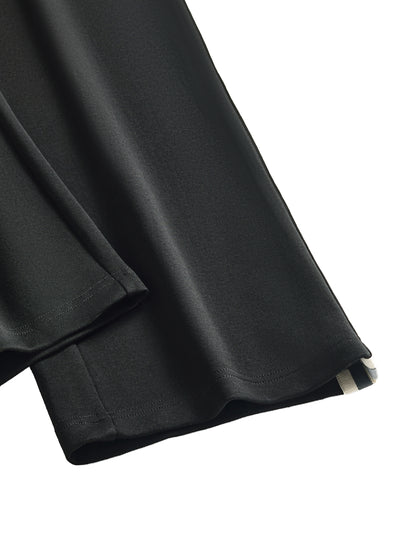 Contrast side-stripe straight-leg pants by ODMPOD, featuring a sleek fit and stylish design, shown in a full-length view.