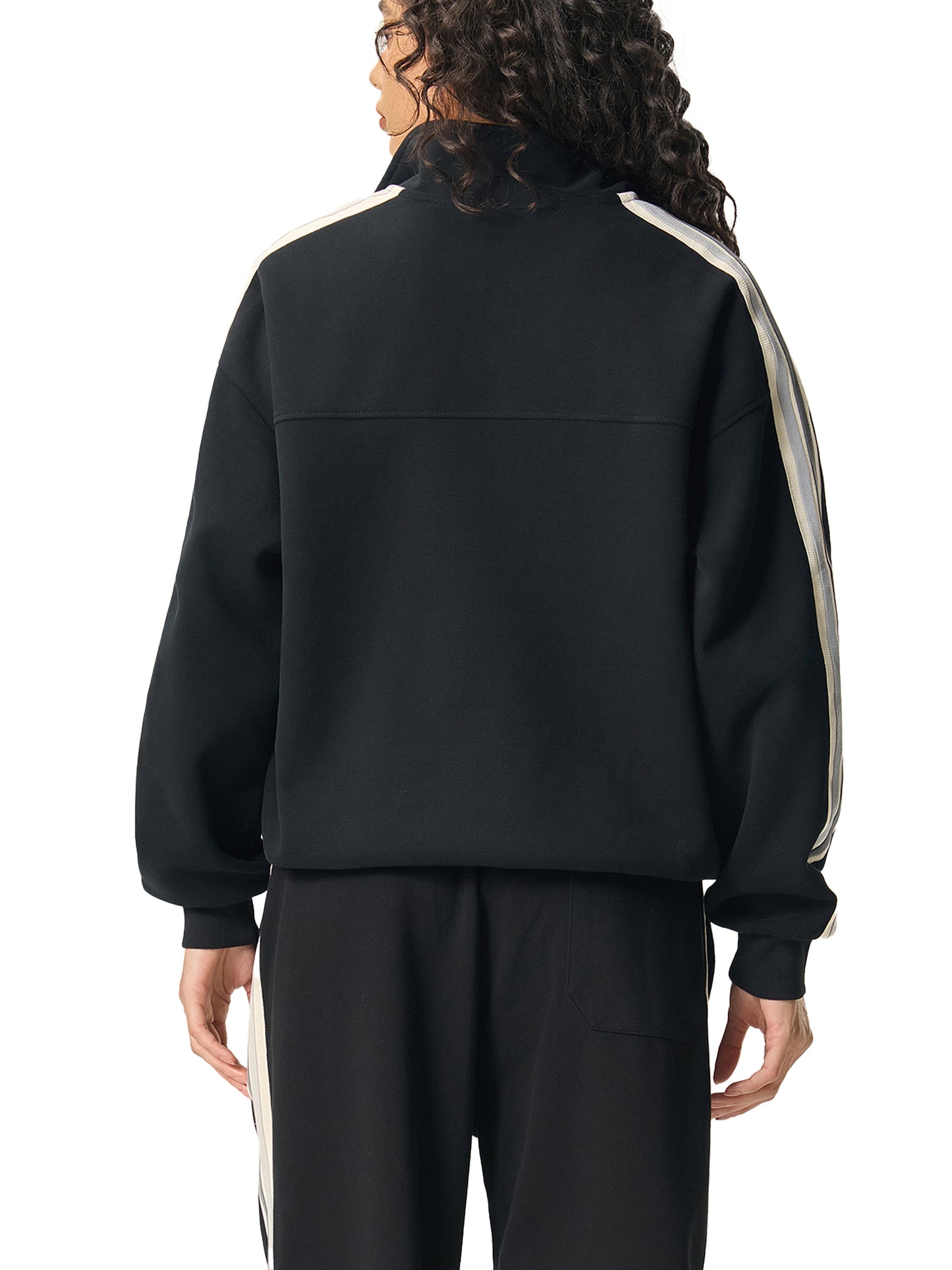 Contrast Side-Stripe Stand Collar  Jacket