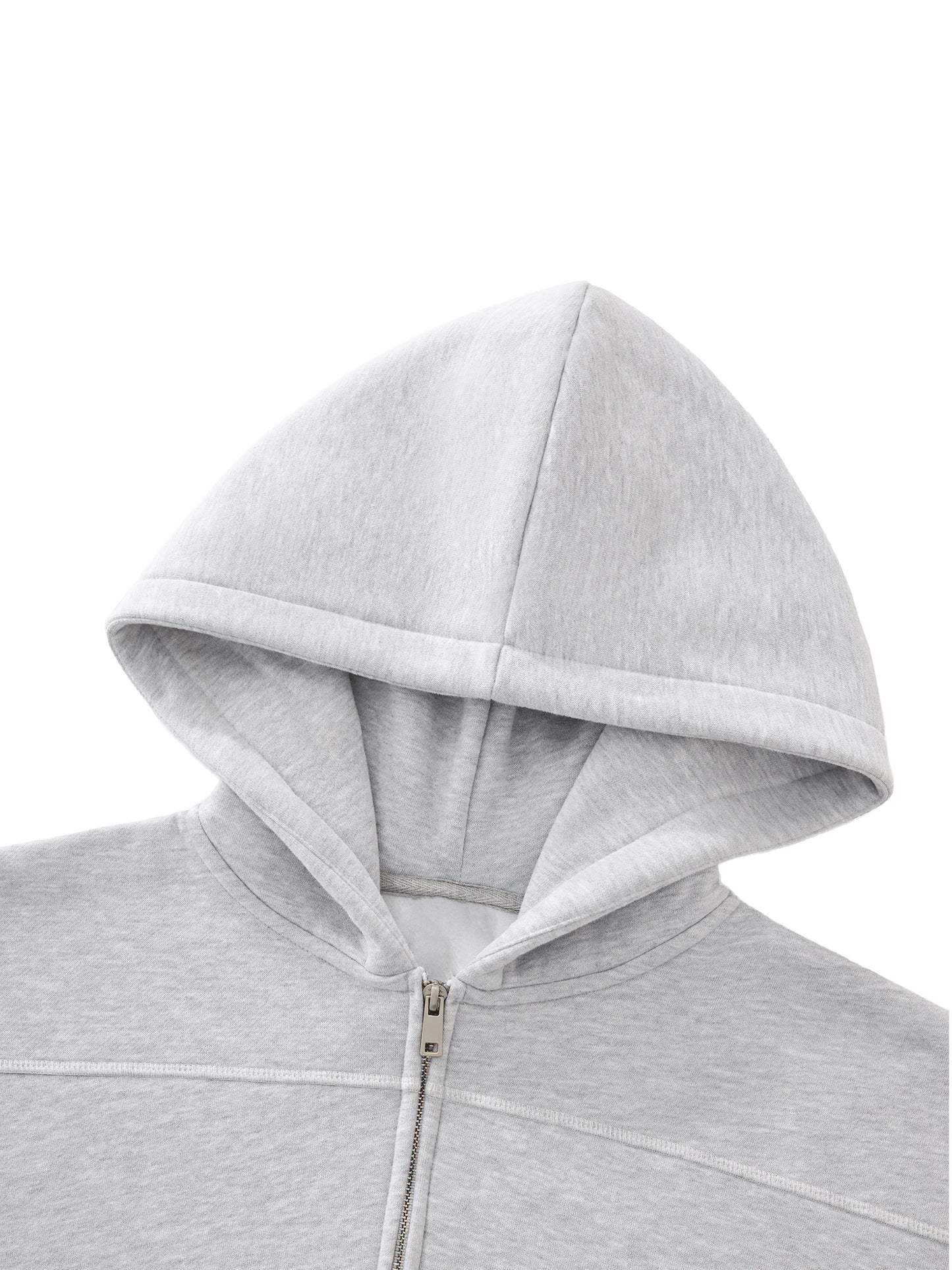Contrast-Stitched Boxy Fleece Hoodie