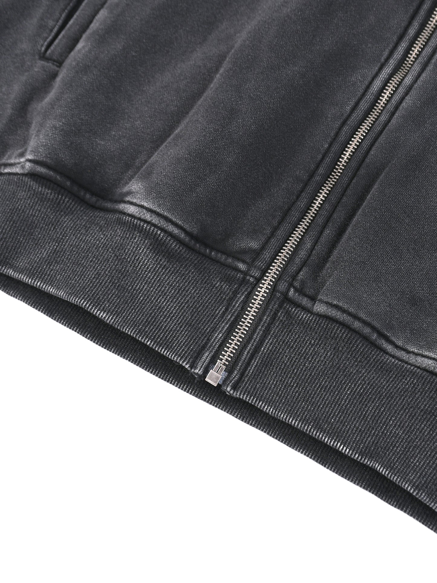 Snow Washed Tape Raw Edge Zip Hoodie