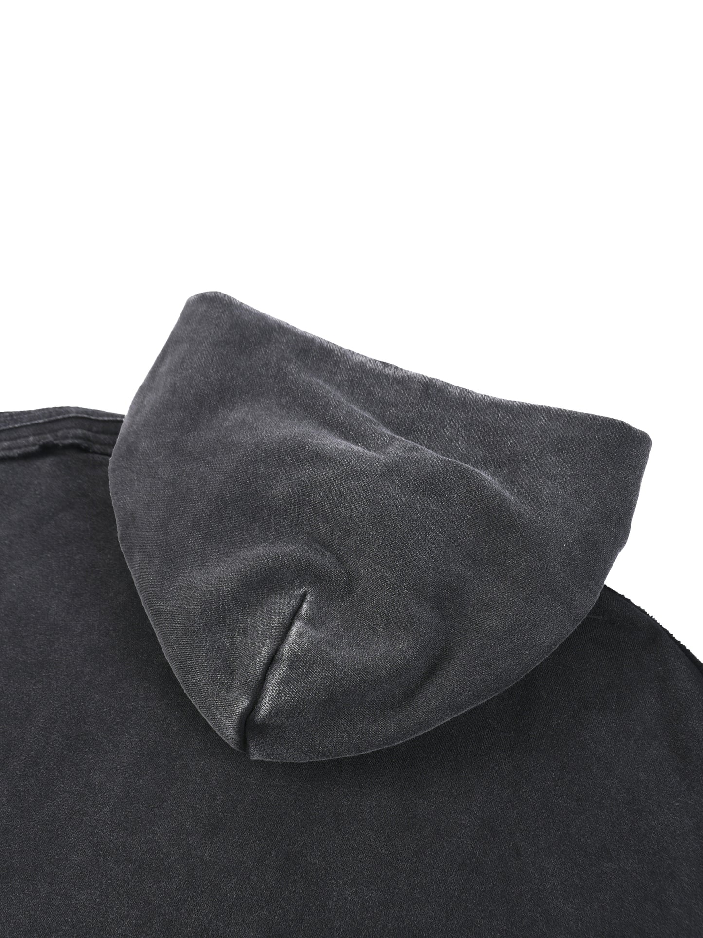 Snow Washed Tape Raw Edge Zip Hoodie by ODMPOD, featuring a casual hoodie with raw edges and a front zipper.
