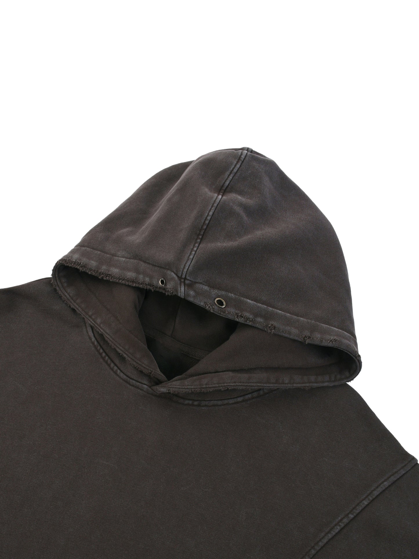 Snow Washed Distressed Panel Pocket Hoodie by ODMPOD featuring a relaxed fit, distressed details, and a front kangaroo pocket.