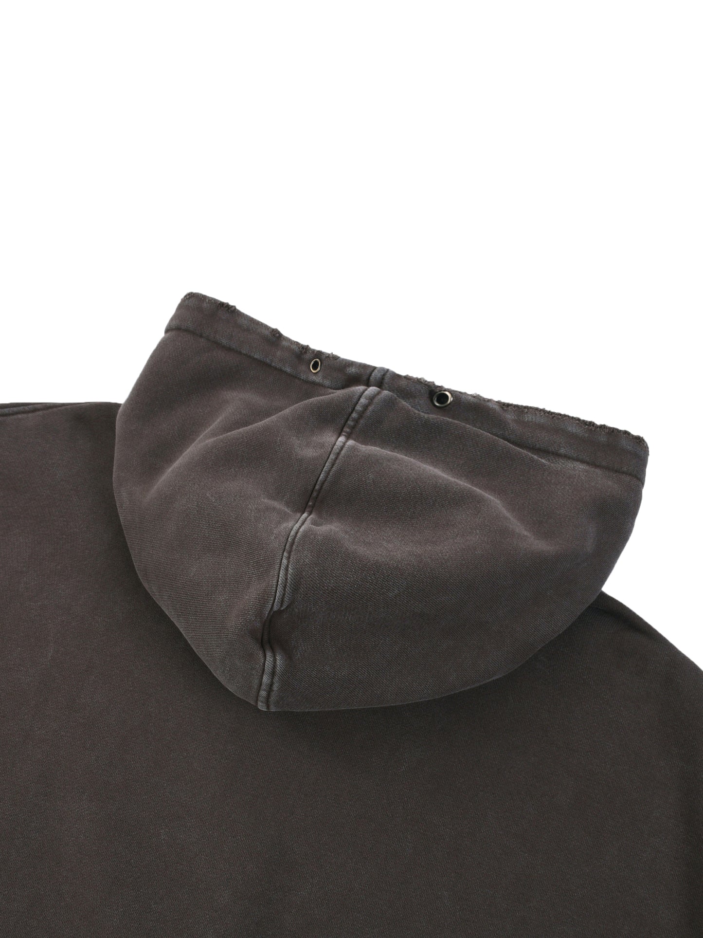 Snow Washed Distressed Panel Pocket Hoodie by ODMPOD featuring a relaxed fit, distressed details, and front pocket in soft fabric