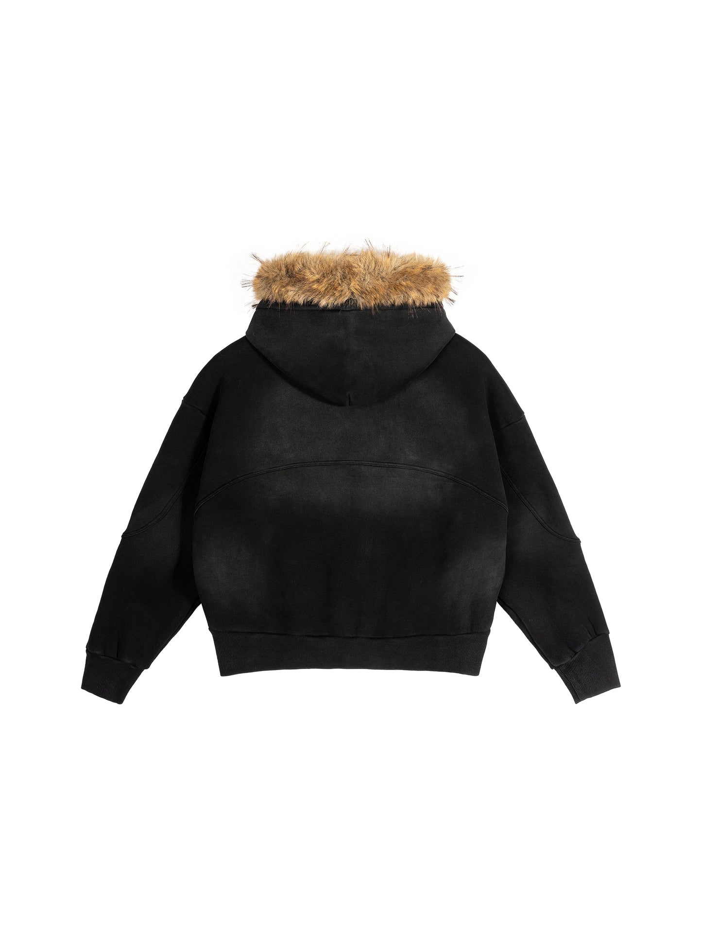 Sun Fade Boxy Detachable Fur Hoodie