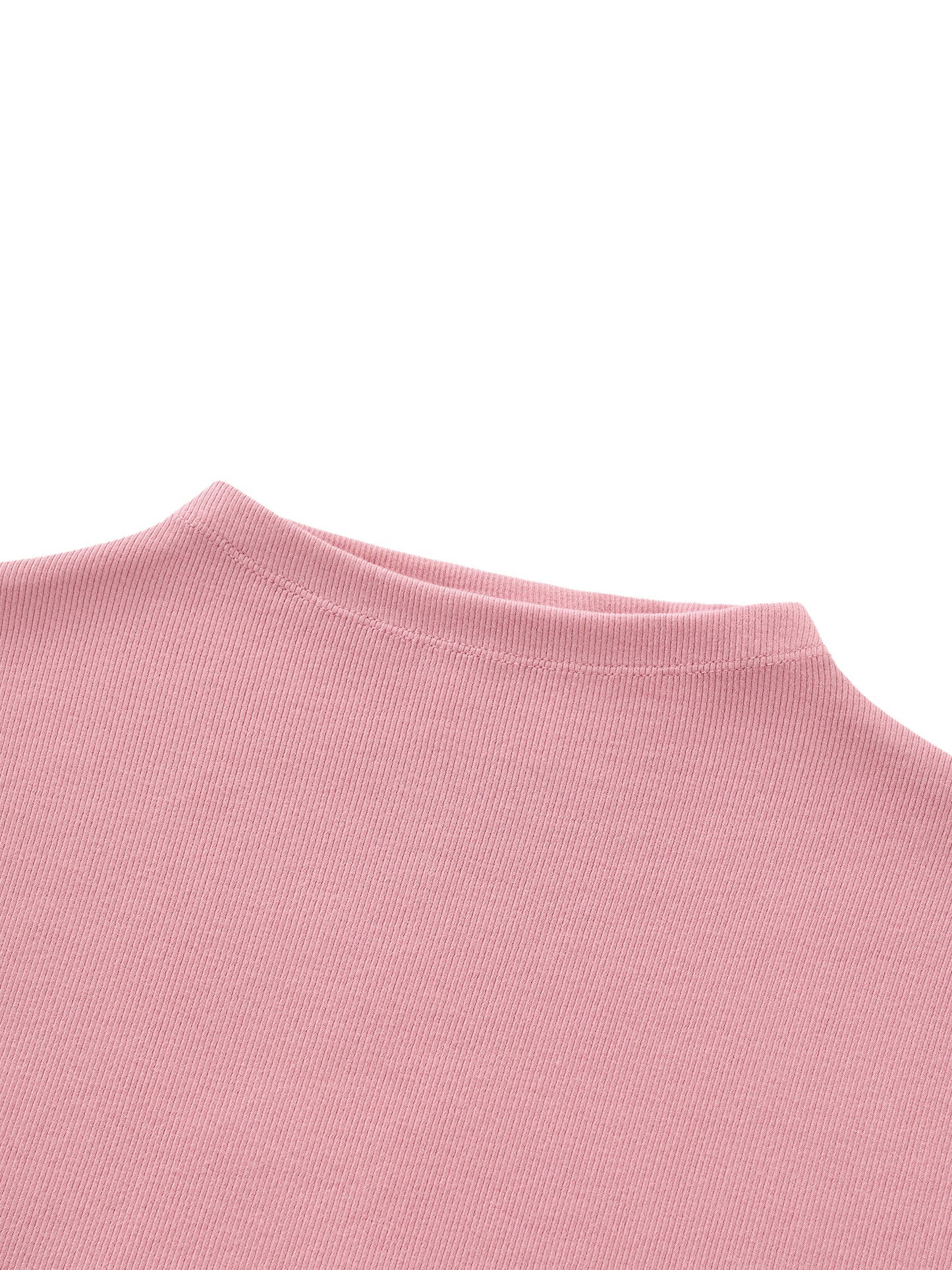 White Essential Slim Fit Mock Neck T-Shirt by ODMPOD, close-up of the soft fabric and fitted design.