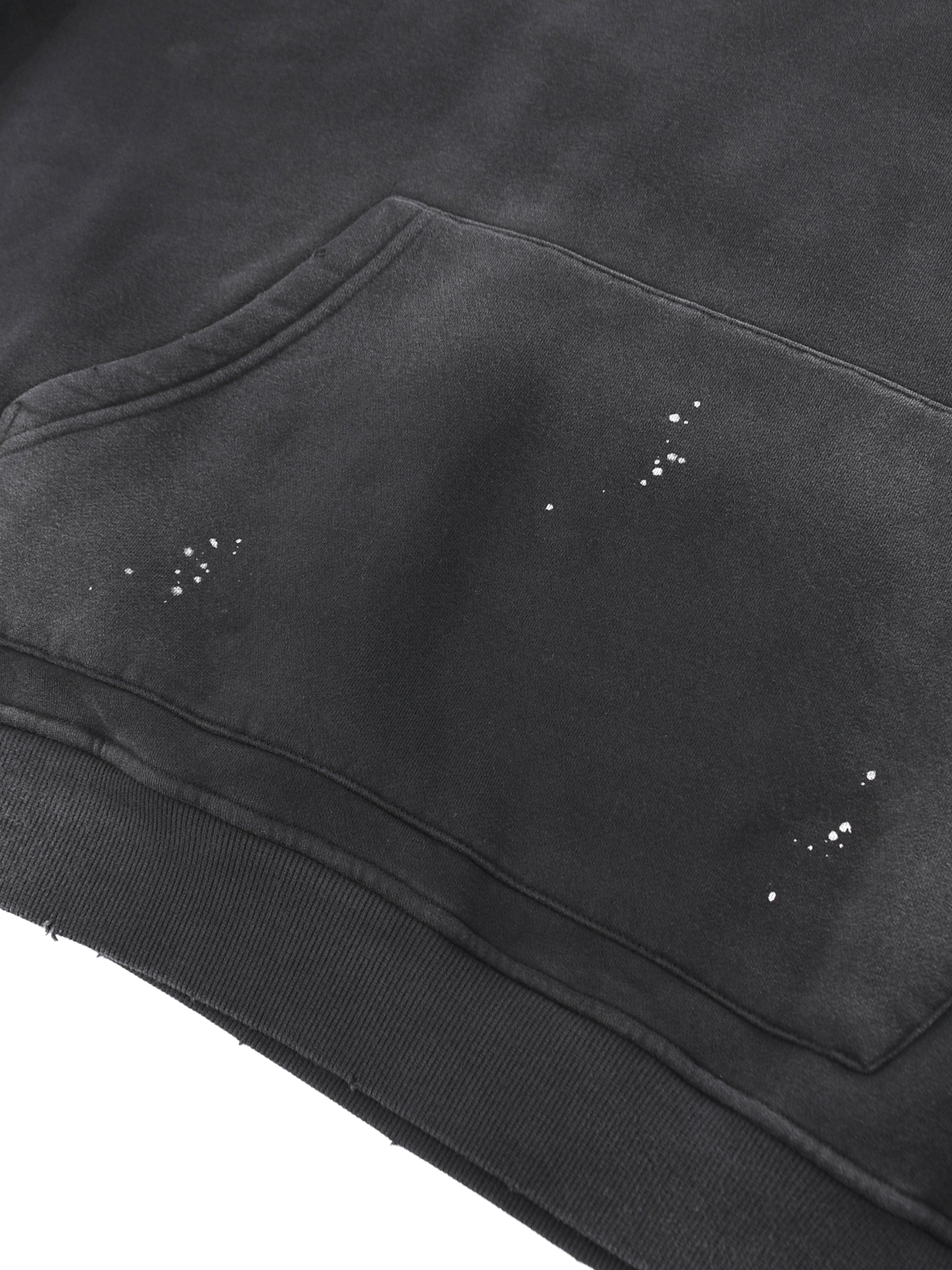 Vintage washed frayed fleece hoodie by ODMPOD featuring a cozy, distressed design with frayed edges and a relaxed fit.