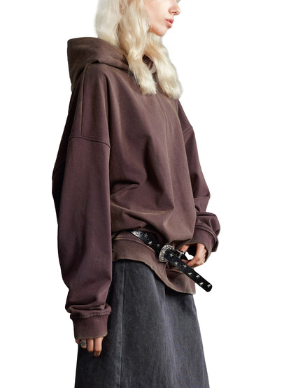 Vintage Washed Gradient Fleece Hoodie by ODMPOD featuring a soft, faded design with a comfortable hood and relaxed fit.