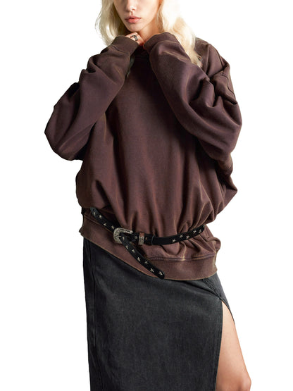 ODMPOD vintage washed gradient fleece hoodie showing a soft, colorful fabric with a relaxed fit and hooded design.