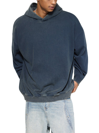 Vintage Washed Gradient Fleece Hoodie by ODMPOD featuring a soft, washed fabric with a subtle gradient color design.