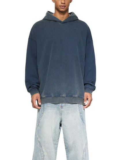 Vintage washed gradient fleece hoodie from ODMPOD featuring soft fabric, hood, and relaxed fit in a stylish gradient design.