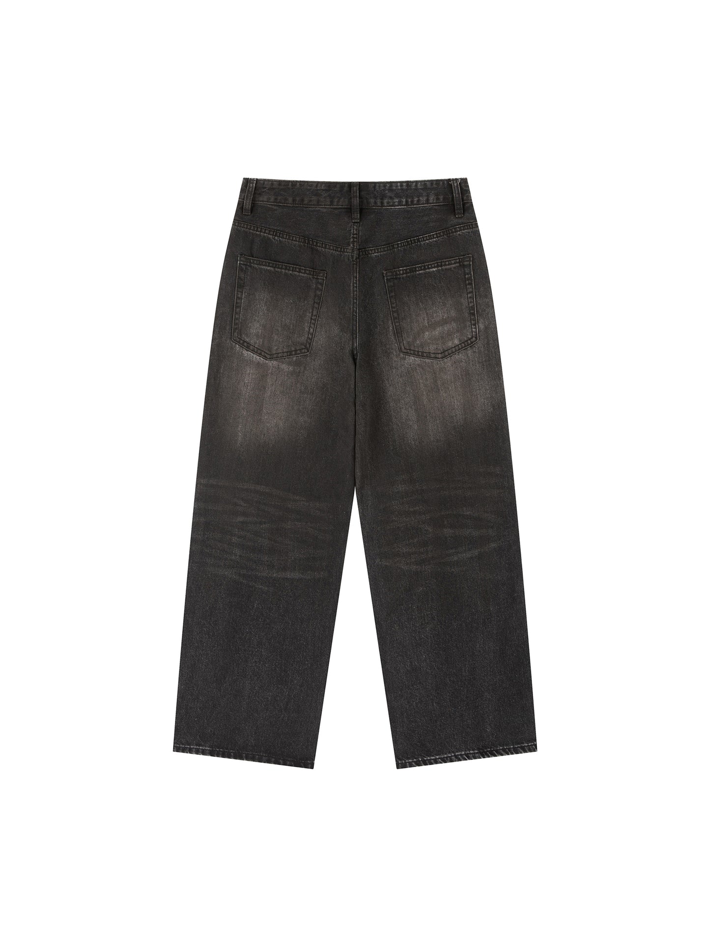 Vintage wash heavyweight denim jeans by ODMPOD, featuring classic fit and distressed details on a model.