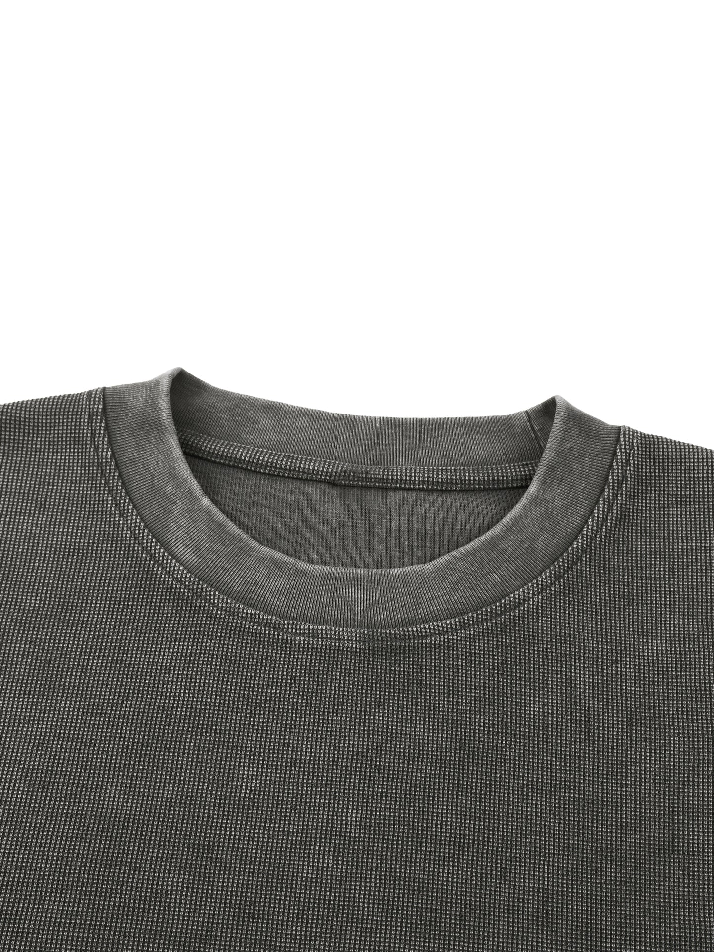 ODMPOD Mineral Wash Waffle Knit T-Shirt, close-up of soft, textured fabric with a relaxed fit and waffle pattern.