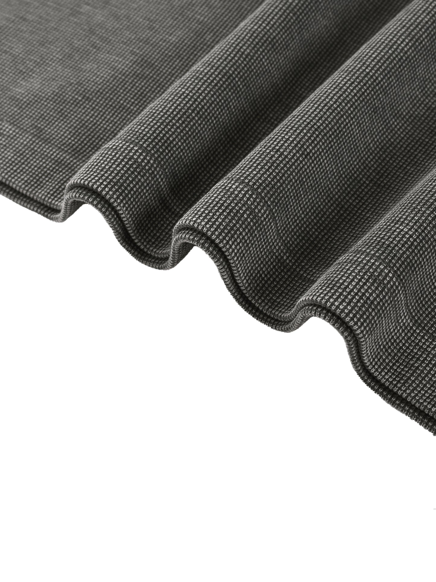 ODMPOD mineral wash waffle knit T-shirt, close-up of soft fabric with textured waffle pattern and relaxed fit.