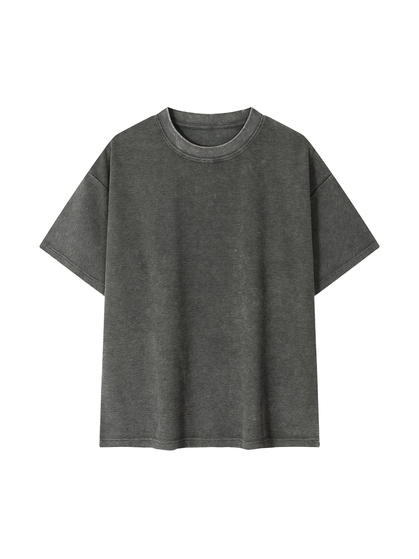 ODMPOD mineral wash waffle knit t-shirt, soft fabric with textured waffle pattern, casual men's or women's top.