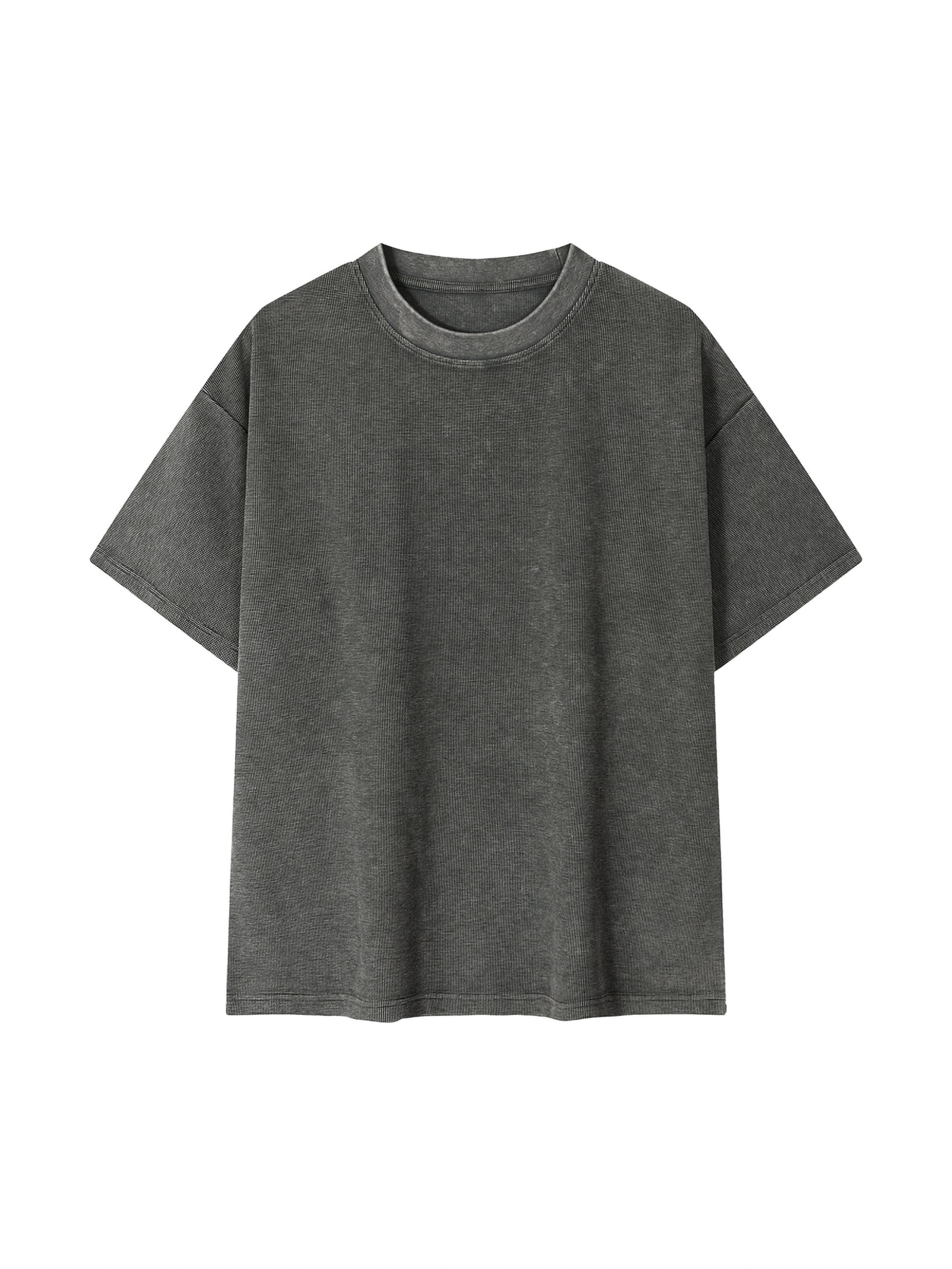 ODMPOD mineral wash waffle knit t-shirt, soft fabric with textured waffle pattern, casual men's or women's top.