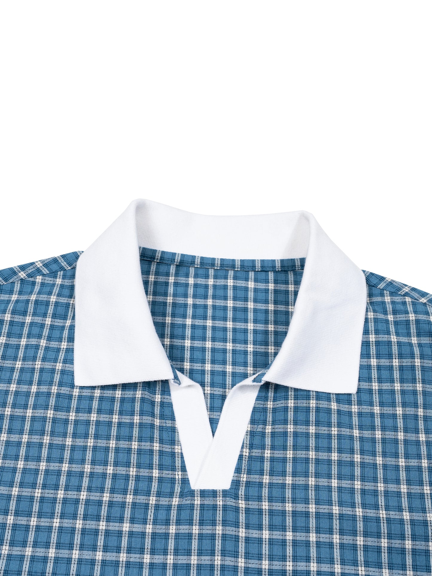 Unisex Boxy Plaid Color Block Polo Shirt