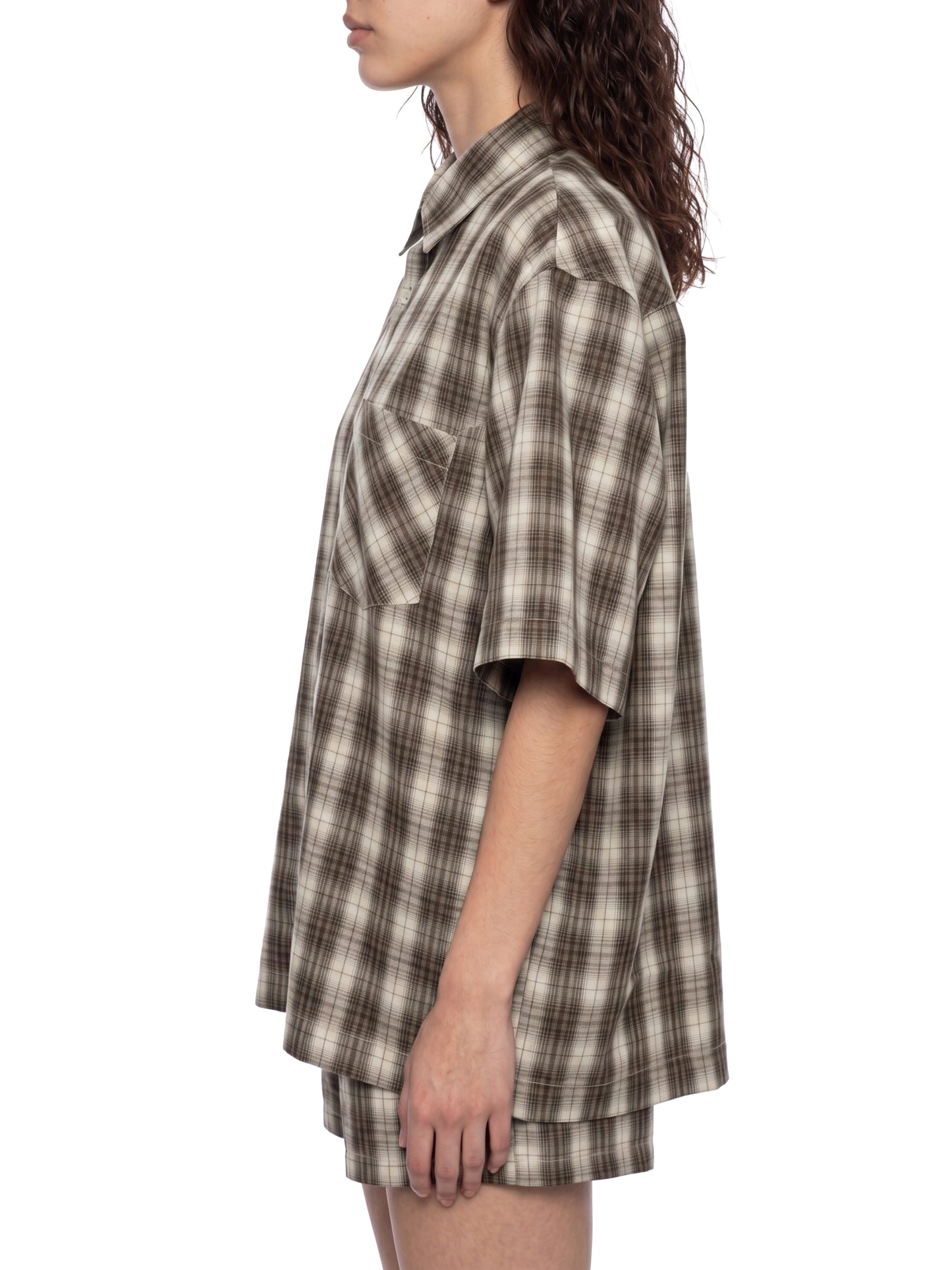 Unisex Boxy Plaid Short Sleeve Shirt