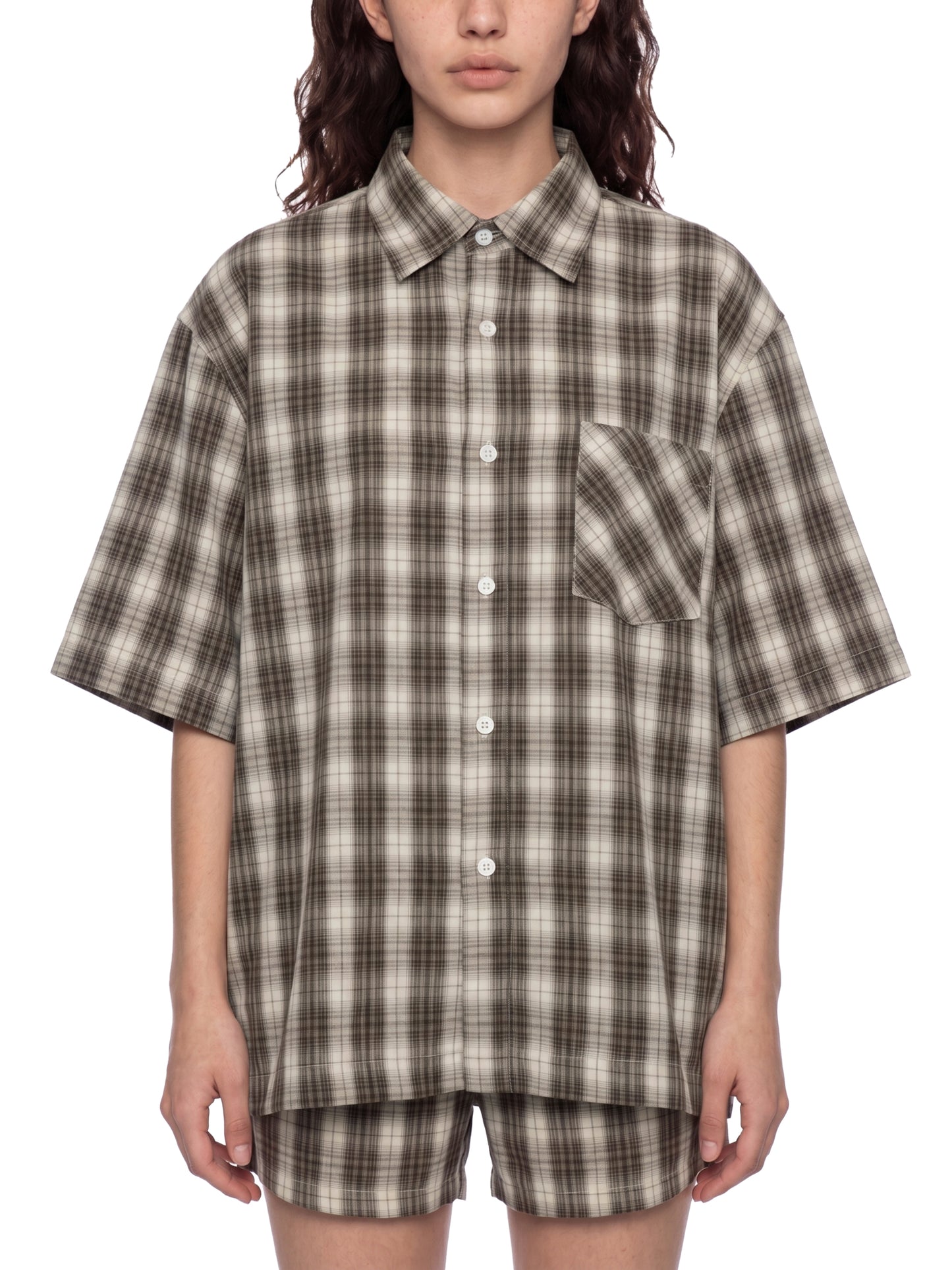 Unisex Boxy Plaid Short Sleeve Shirt
