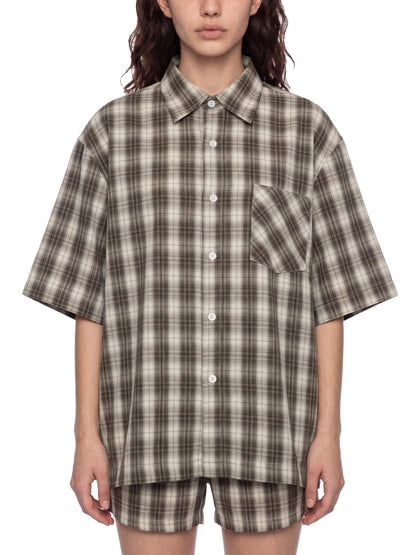 Unisex Boxy Plaid Short Sleeve Shirt
