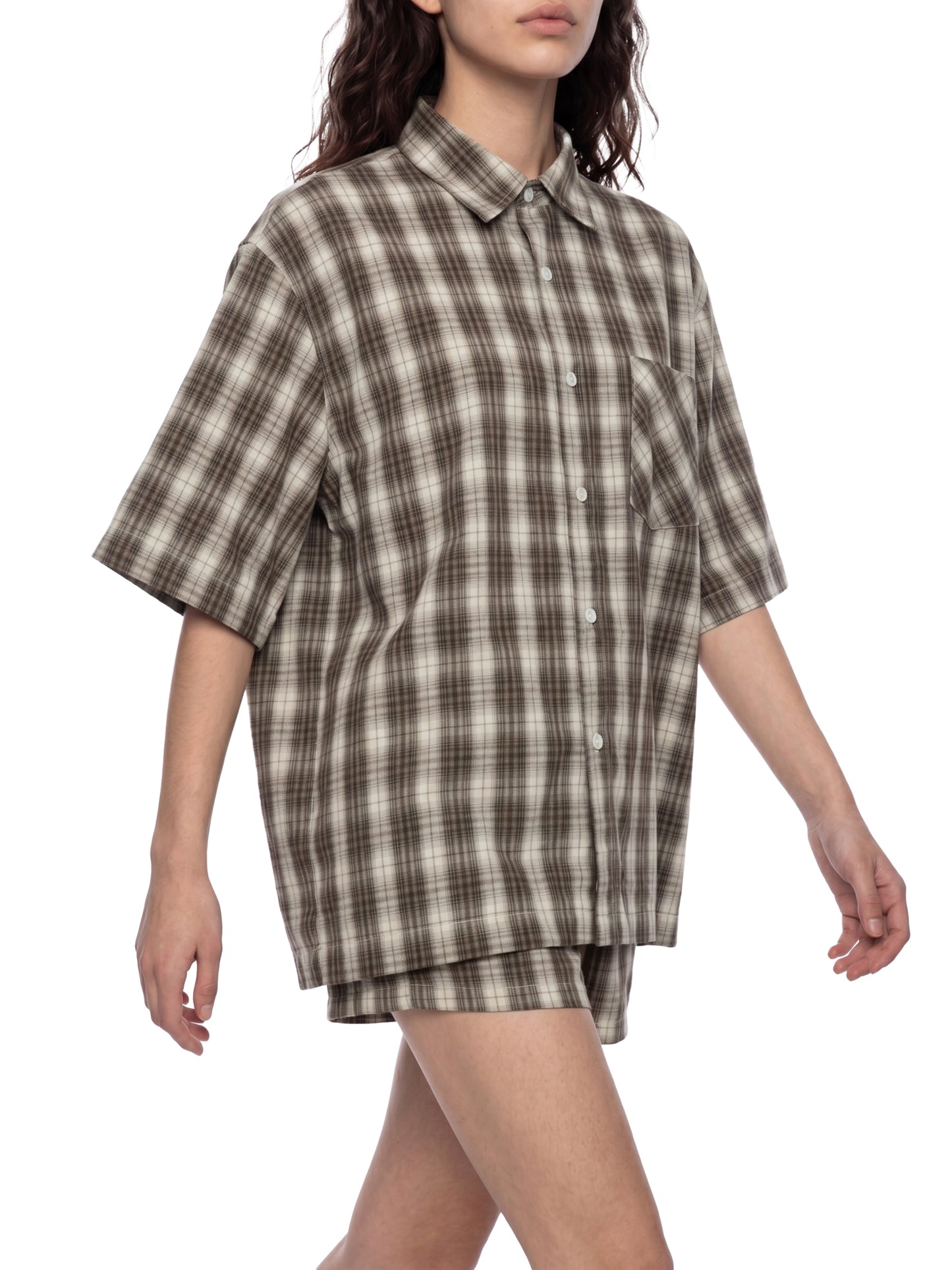 Unisex Boxy Plaid Short Sleeve Shirt